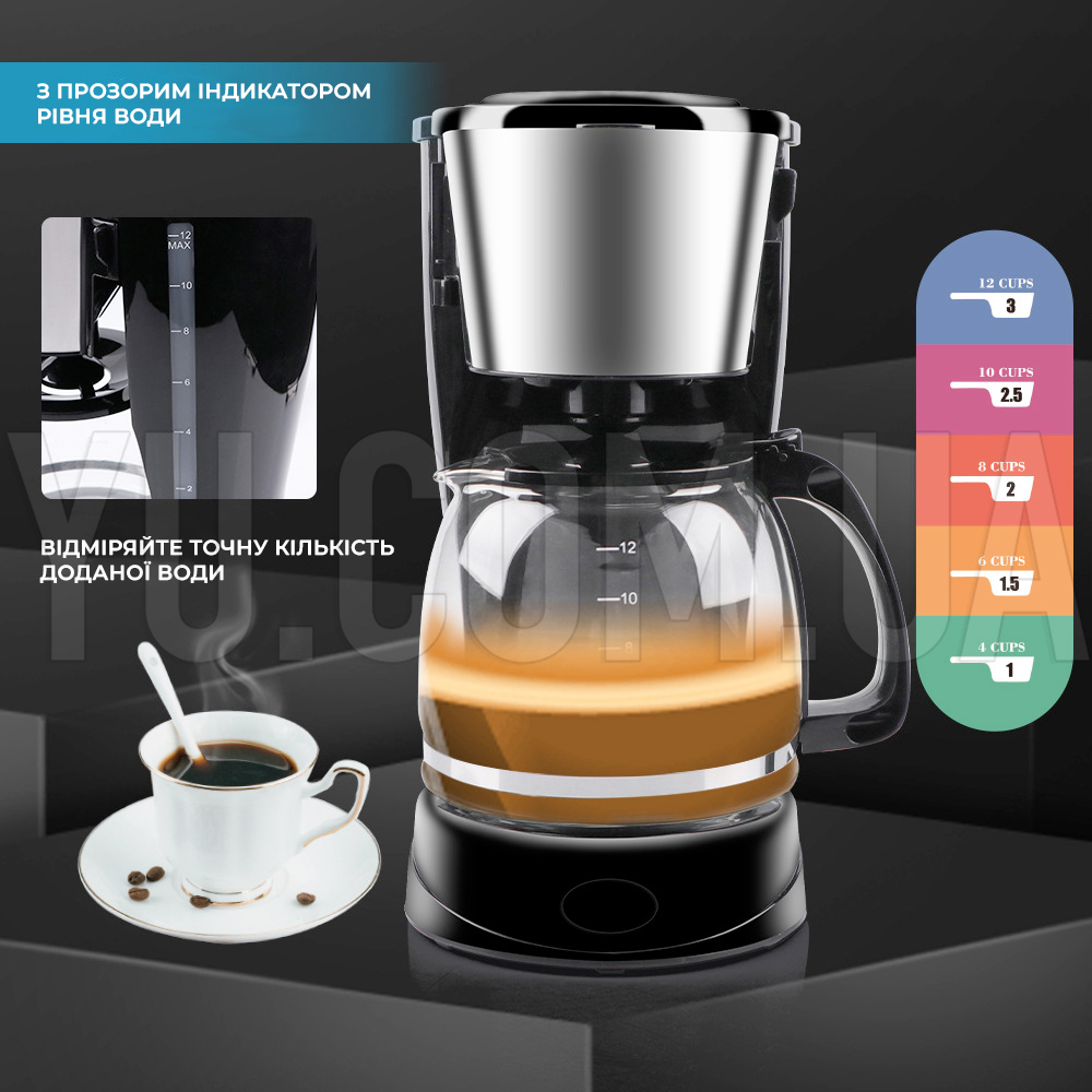 Кавоварка крапельна електрична RAF 123S 1,5л 800W Кавоварка крапельна електрична RAF 123S 1,5л 800W